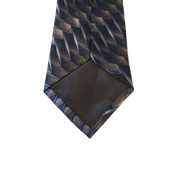 NWT Platinum Designs Neck Tie Mens Designer Luxury Gray‎ Blue Geometric Business - Picture 6 of 12